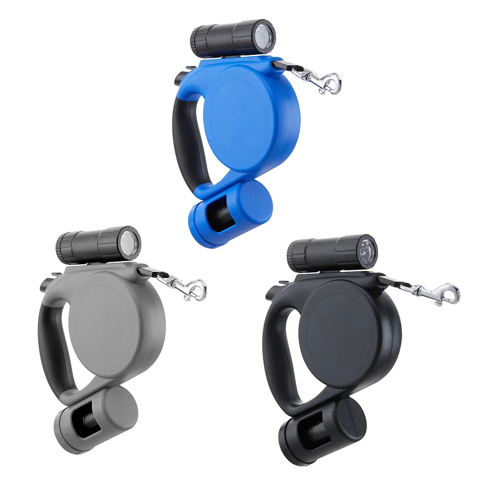 S03971b0de0fe4af583e34212dc790cd5j.webp Retractable Dog Lead with Anti-Slip Handle, 3-in-1 Pet Leash with Waste Bag Dispenser, 5M, 16FT Strong Nylon Tape, Up To 20 - Image 1