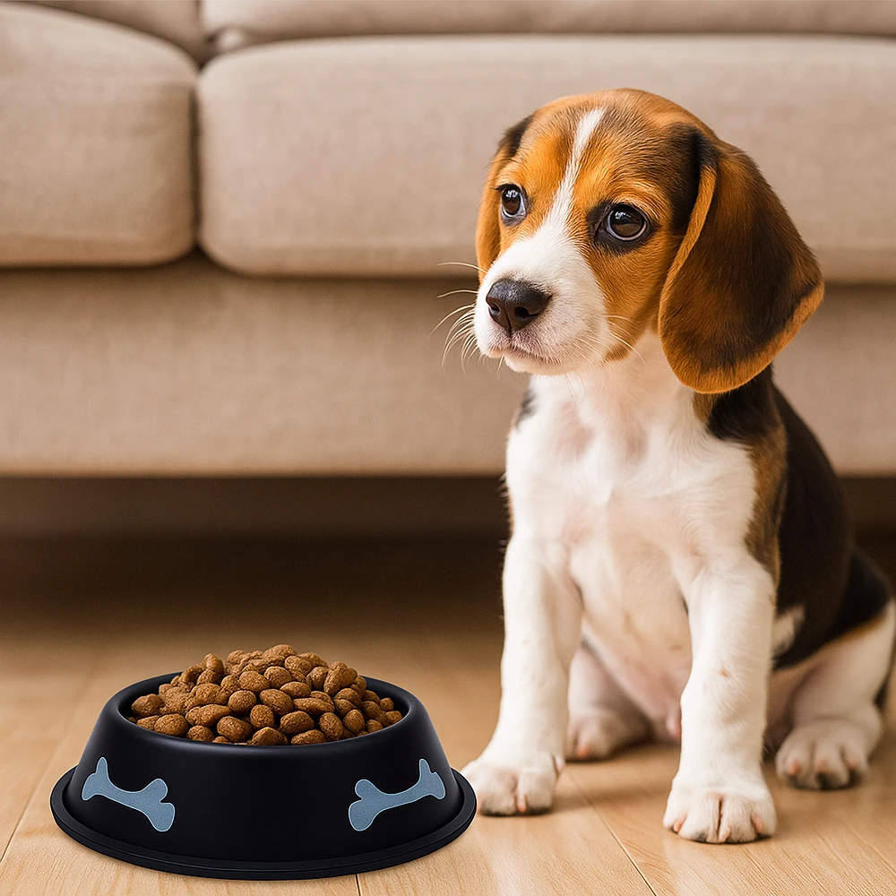 S6eed5c73809c43fe9fe06d758fa52a7bk.webp Stainless Steel Pet Feeding Bowl with Non-Slip Rubber Base, Durable Food and Water Bowl for Dogs and Cats - Image 1