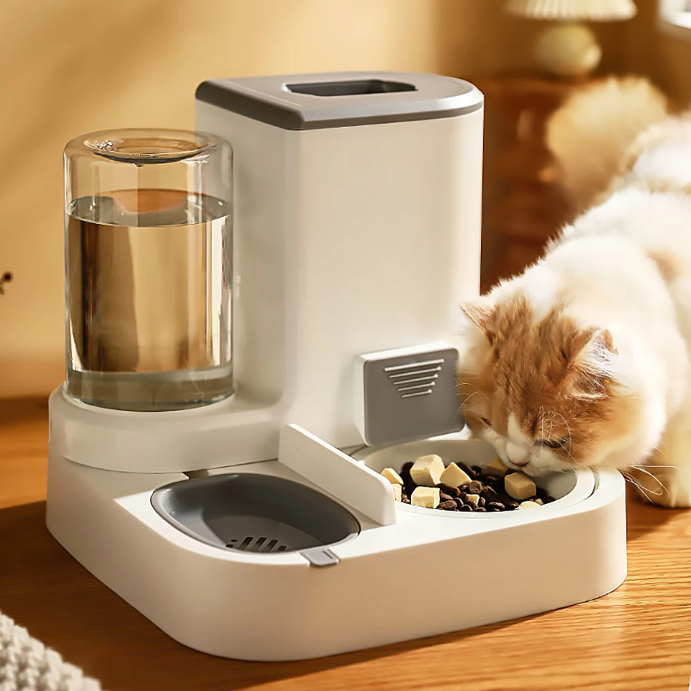 Se40355878fc44d2cb52a62fd92b5aa13H.webp Cat Feeding Supplies 2 In 1 Drinking Fountain Water Dispenser & Food Bowl Home Cat Pet Auto Feeder, Spill-Proof Large Capacity - Image 1