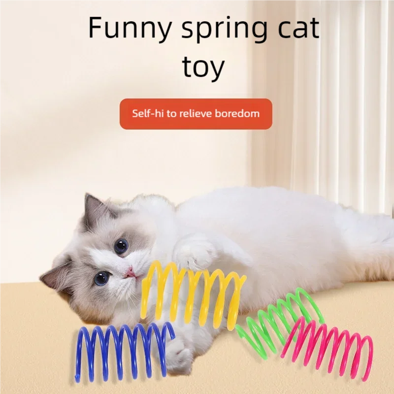 S092184f979cd41c8a031abf5a9c58707P.webp 4/200Pcs Cat Spring Toy Cat Spiral Toys Interactive for Indoor Colorful Cats Plastic Springs Coil for Kitten Hunting Swatting - Image 1