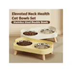 Fashion Pet Food And Water Station Dual Stainless Steel Bowls with Neck Support for Cats And Dogs - Image 3