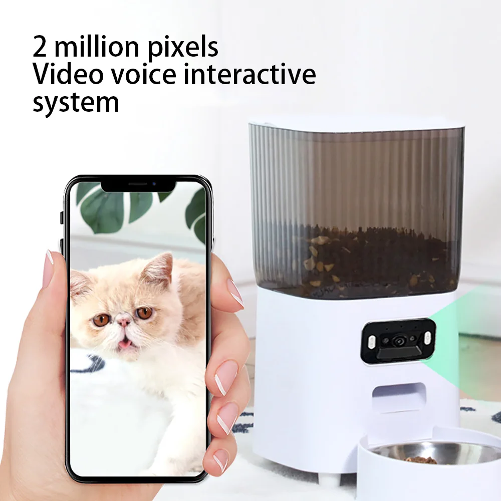 S6eb76d87d8a24286af42b0cc6752b5966.webp 5L Double Bowls Smart Automatic Cat Feeder With Camera Cat Dry Food Video Dispenser Pet Smart Voice Recorder Auto Feeder For Dog - Image 1