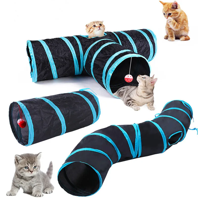 S746fdbd1c7df4f2fbdd9535c8c9e9784g.webp Cat Tunnel Pet Supplies Cat S T Pass Play Tunnel Foldable Cat Tunnel Cat Toy Breathable Drill Barrel for Indoor loud paper - Image 1