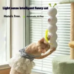 Interactive Cat Toy Intelligent Motion Activated Wack A Worm Post Toy with Tail Automatic Emerging From The Hole Teasing Cat Toy