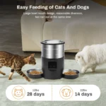 4.5L Button WiFi Automatic Cat Feeder Includes Two Stainless Steel Bowls Smart Pet Cat and Dogs Food Dispenser Feeder Pet Feeder - Image 4