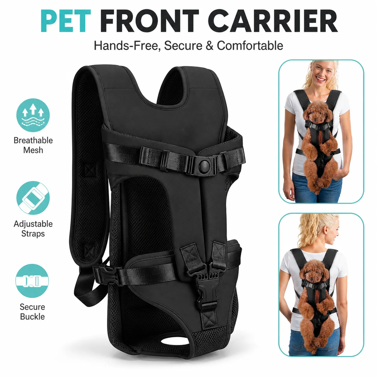 Sd0a5169065a44588a179fa7a2072f5b53.webp Pet Front Carrier Backpack for Small Dogs, Hands Free Puppy Chest Carrier with Breathable Mesh, Adjustable Straps for Travel - Image 1