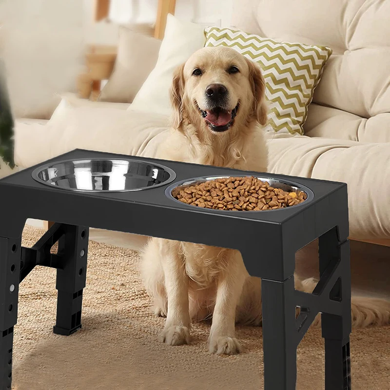 Se5cbc80019a041fba3c1f9ab586b1397P.webp BOOTEELY Elevated Dog Feeder Bowls Adjustable Raised Stand with Double Stainless Steel Food Water Bowls Small Medium Large Dogs - Image 1