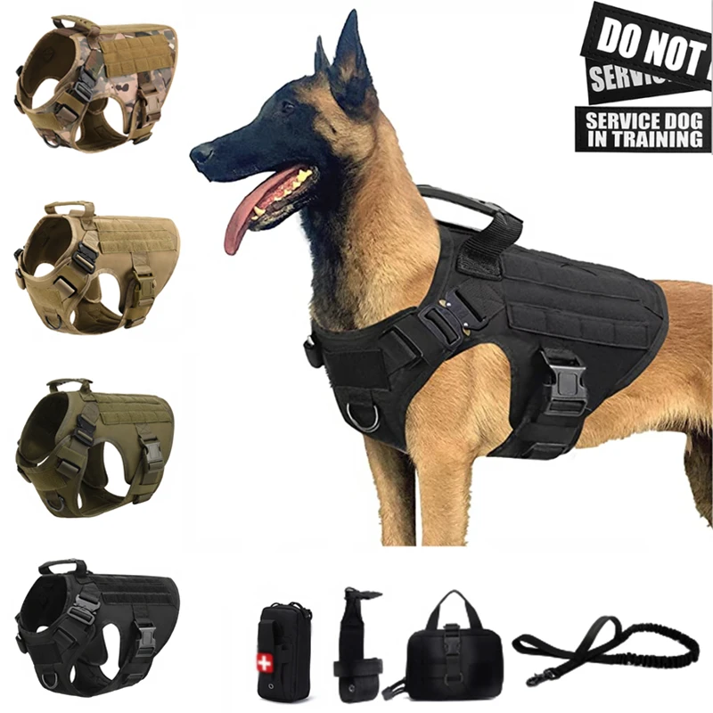 Sf1bb15189508486597b8b848e4c96401Y.webp Tactical Military Vest Pet German Shepherd Golden Retriever Tactical Training Dog Harness and Leash Set For All Breeds Dogs - Image 1
