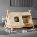 Elevated Wooden Cat Tent Bed with Window - Image 5