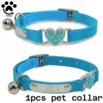 Velvet Cat Collar with Heart Charm & Bell - Image 10