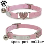 Velvet Cat Collar with Heart Charm & Bell - Image 9