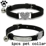 Velvet Cat Collar with Heart Charm & Bell - Image 11