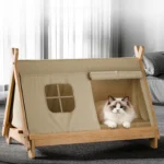 Elevated Wooden Cat Tent Bed with Window - Image 3