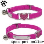 Velvet Cat Collar with Heart Charm & Bell - Image 12