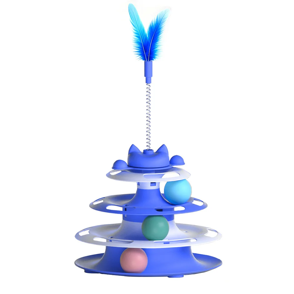 S904182a6c44b425bbe363f9deda6bb0fM.webp Interactive Cat Turntable, Wand & Ball Toy - Image 1