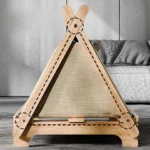 Elevated Wooden Cat Tent Bed with Window - Image 2