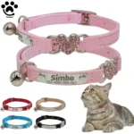 Velvet Cat Collar with Heart Charm & Bell