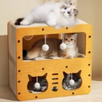 Two-Level Cat Scratching Bed & House