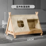 Elevated Wooden Cat Tent Bed with Window - Image 7