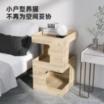 Modern Double-Level Wood Cat Condo - Image 5
